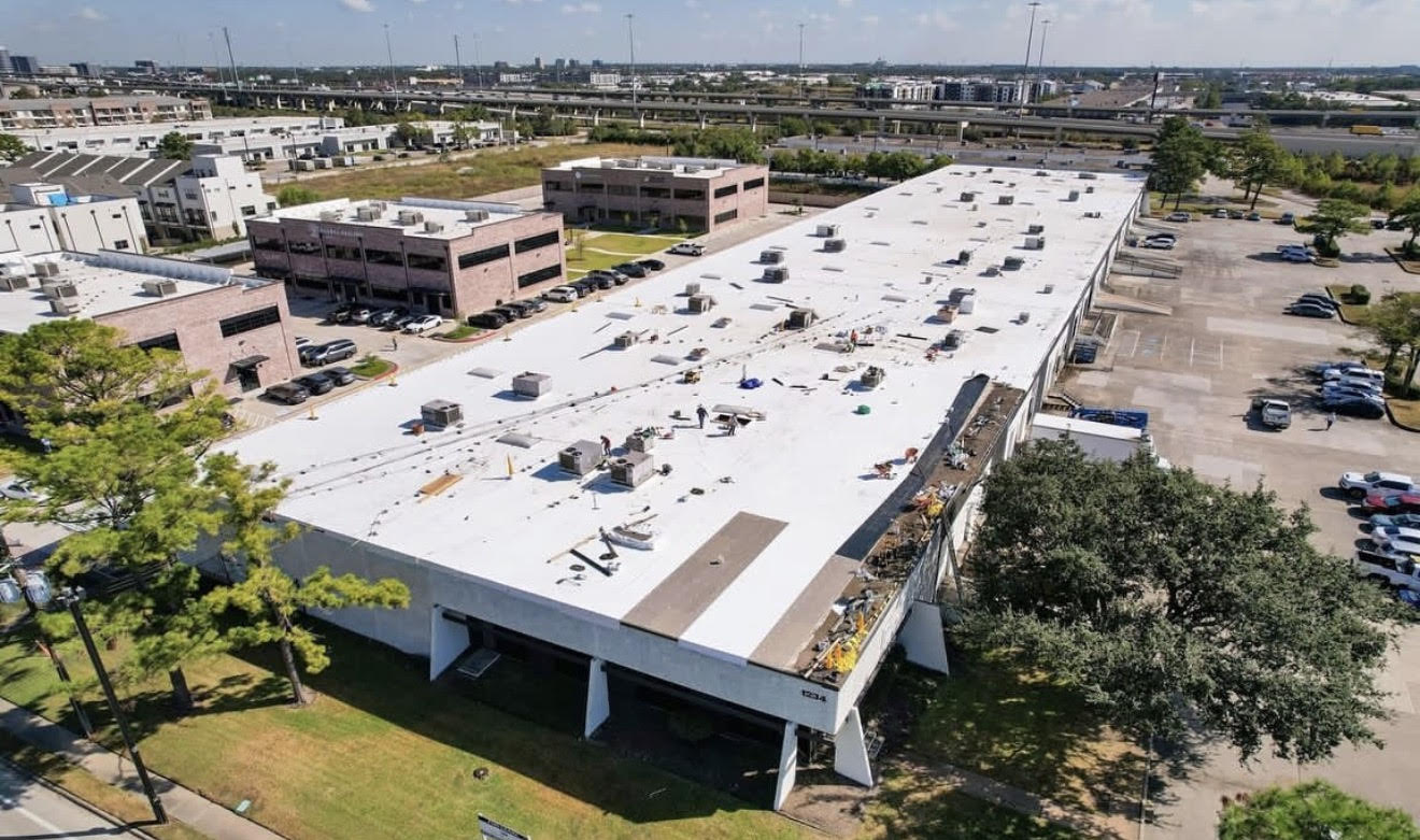 80,000 square foot commercial TPO re-roof in Post Oak, Houston