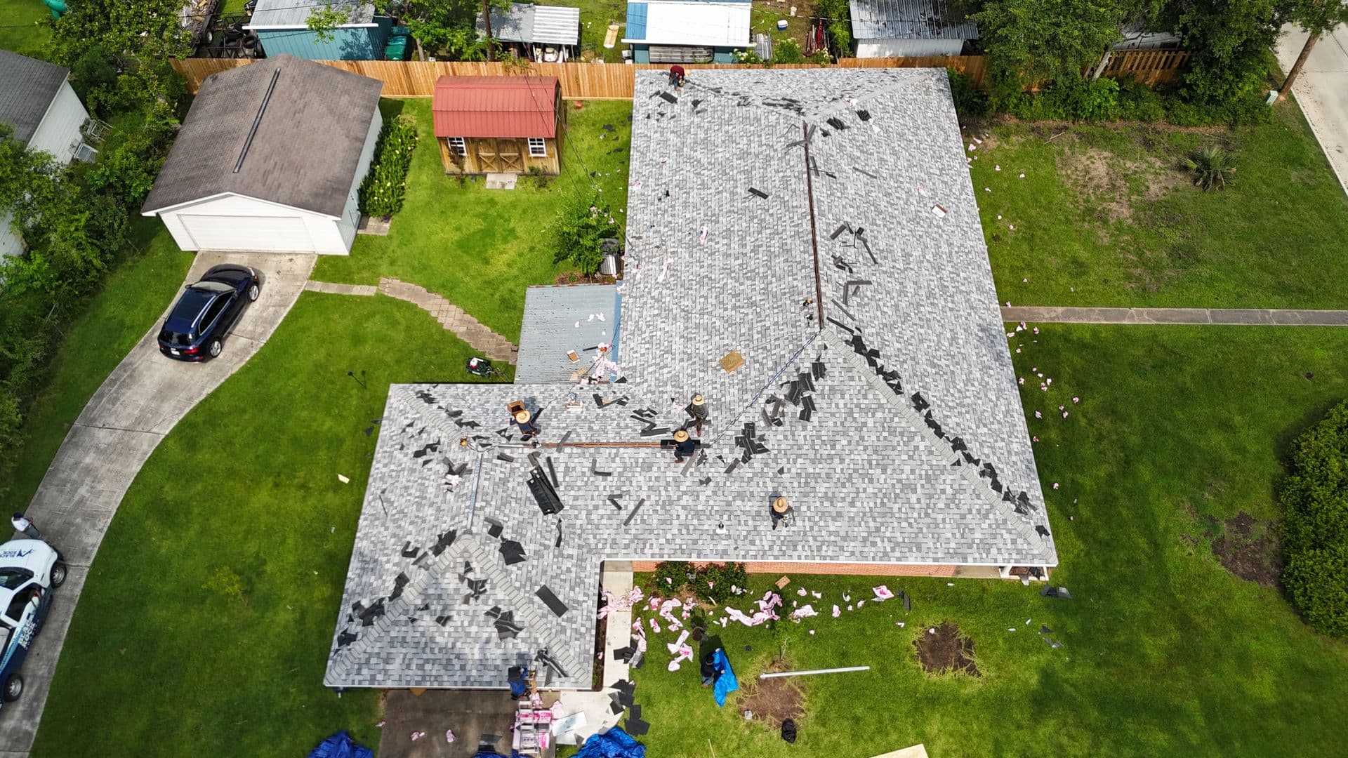 Residential roofing aerial view 2